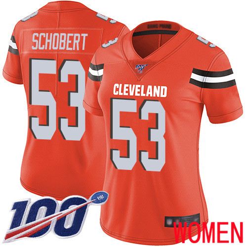Cleveland Browns Joe Schobert Women Orange Limited Jersey 53 NFL Football Alternate 100th Season Vapor Untouchable